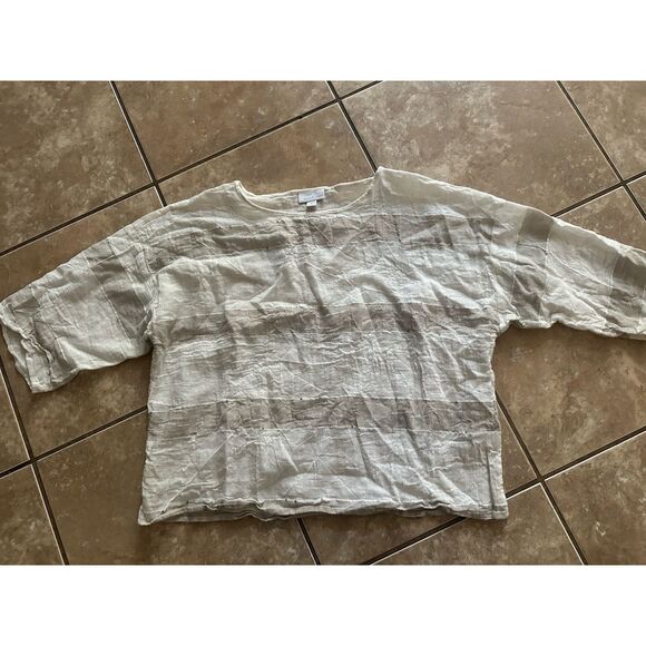 J Jill Pure Jill S Linen Cotton Blouse Tunic Embellished - Picture 1 of 6